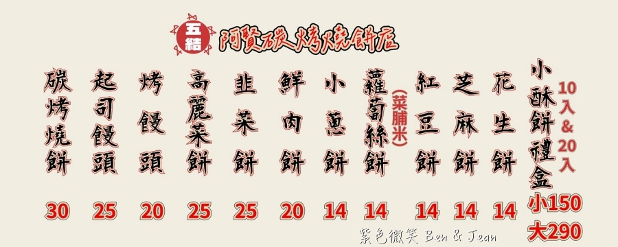 【五結阿賢碳烤燒餅】必吃小蔥餅和鮮肉餅，起司饅頭 韭菜餅 紅豆餅 素食碳燒饅頭都好吃 @紫色微笑 Ben Jean 饗樂生活